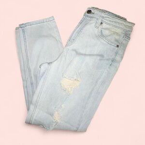 Distressed mom jeans